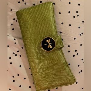 Wallet - Lime Green with dragonfly button